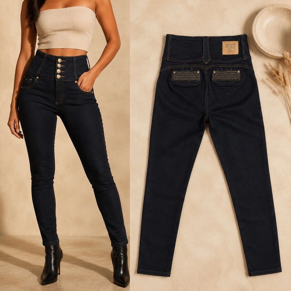 Verox Jeans UK Women's 8 Dark Wash High‎ Rise Skinny Butt Lift City Y2K Punk